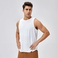 Men's breathable white sports tank top with mesh fabric for gym and running workouts - S / Tops / White