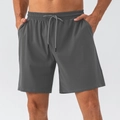 Men's dark grey quick-dry athletic shorts with drawstring elastic waistband and side pockets - S / Tin Ore Gray