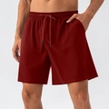 Men's quick-dry sports shorts in deep red with elastic drawstring waist and side pockets - S / Burgundy