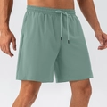 Men's sage green quick-dry sports shorts with elastic drawstring waist and side pockets - S / Mud Gray Green