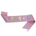 Fascia Birthday Girl rosa glitterata con scritte olografiche per decorazione di compleanno - Ragazza Selezionata - Rosa Iridescente / Taglia unica