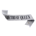 Fascia glitterata argento scintillante con scritta nera Birthday Queen e spilla - Queen Selected - Argento Con Scritte Nere / Taglia unica