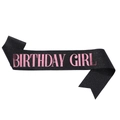 Fascia di compleanno nera glitterata con scritte in lamina viola per feste - Ragazza Selezionata - Sfondo Nero Con Testo Rosa / Taglia unica