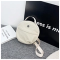 Borsa rotonda minimalista in nylon bianco con tracolla regolabile e manico - Bianco