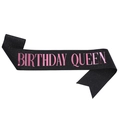 Fascia glitter nera con scritta metallica Birthday Queen oro rosa per feste - Queen Selected - Sfondo Nero Con Scritte Rosa / Taglia unica