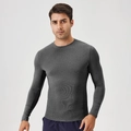 Men's dark gray long sleeve quick dry compression shirt for outdoor fitness and running - S / Heather Black