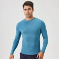 Men's blue quick-dry compression long sleeve sports shirt with breathable fabric - S / Heather Indigo