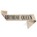 Fascia glitter oro champagne con scritta Birthday Queen nera e spilla di sicurezza dorata - Selezione Premium - Scritta Dorata / Taglia unica