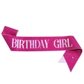 Fascia di compleanno rosa fucsia glitterata con scritta bianca e spilla argento - Ragazza Selezionata - Illusione Rosa / Taglia unica