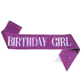 Fascia di compleanno viola glitterata con scritte iridescenti e spilla di sicurezza - Ragazza Selezionata - Viola Iridescente / Taglia unica