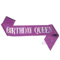 Fascia glitter viola con testo olografico Birthday Queen e spilla di sicurezza argento - Selected Queen - Viola Iridescente / Taglia unica