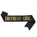 Fascia Birthday Girl nera glitterata con elegante scritta in lamina d'oro per feste - Ragazza Selezionata - Nero Con Scritte Dorate / Taglia unica