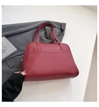 Macro di borsa tote bordeaux in pelle PU con cerniera in metallo e tasca frontale capiente - Rosso