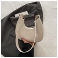 Schicke weiße Hobo-Schultertasche mit Krokodilmuster und goldenem Metallverschluss - Krokodilmuster / Weiß