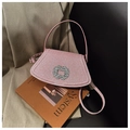 Bolso de mano cuadrado rosa con purpurina y hebilla de cristal brillante - Rosa
