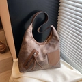 Retro bruine grote tote bag met meerdere zakken en een matte, verweerde afwerking - Bruin