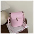 Bolso de hombro minimalista en cuero PU rosa claro con cierre dorado en forma gota - Rosa