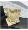 Borsa tote in paglia con manici in corda bianca per le vacanze estive in colore beige - Stile di base / Cachi