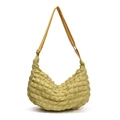 Fashionable lemon yellow bubble textured crossbody tote bag with adjustable strap - Yellow