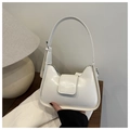 Elegante bolso hobo blanco crema con correa ajustable y logotipo en relieve minimalista - Blanco