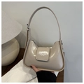 Bolso hobo minimalista beige brillante con detalles de FASHION & BAGS LEATHER impresos - Caqui