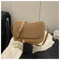 Borsa a sella kaki minimalista in pelle PU liscia con tracolla regolabile - Cachi