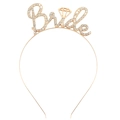 Elegant rose gold Bride headband with sparkling rhinestones for wedding bachelorette party - Gold