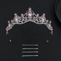 Dettaglio della corona da sposa in argento con cristalli rosa e forcine abbinate - Tiara in Argento con Strass Rosa