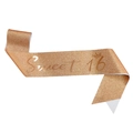 Fascia glitterata oro rosa Sweet 16 con logo corona dorata per festa compleanno - Oro rosa