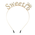 Golden Sweet 16 headband with rhinestones and a small crown for birthday parties - Gold (FG206)