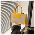 Yellow and beige canvas crossbody bag with top handle and adjustable wide strap - Yellow