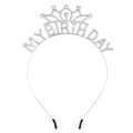 Elegante cerchietto My Birthday in argento con strass scintillanti per decorazioni - Argento