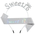 Ensemble diadème Sweet 16 en argent et écharpe scintillante avec strass brillants - Argent AB
