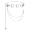 Silver celestial moon and star adjustable chain belt with bohemian layered crescent motifs - Silver