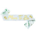 Fascia Mom To Be in raso bianco con stampe botaniche verdi e impronte dorate - JD176 Pianta Tropicale Verde (Mom To Be)