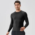 Zwart compressieshirt met lange mouwen voor heren, sporten en hardlopen - S / Zwart