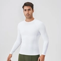 Heren compressieshirt met lange mouwen in wit met ademende mesh-panelen - S / Wit