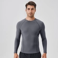 Donkergrijze compressieshirt met lange mouwen voor heren, voor sport en training - S / Grijsblauw