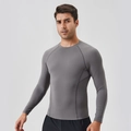 Grijs compressieshirt met lange mouwen voor heren van sneldrogend nylon voor training - S / Grijs