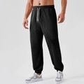 Pantaloni sportivi neri da uomo con vita elastica e coulisse bianca a contrasto - S / Nero