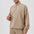 Khaki Herren Oversize-Sweatshirt mit halbem Reißverschluss und Jogginghose Set - XL / Hellkamel