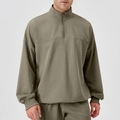 Herren Sport-Sweatshirt in Khakigrün mit halbem Reißverschluss und Rippbündchen - S / Khakibraun