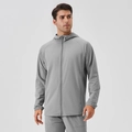 Herren Sportjacke in Hellgrau mit Kapuze und Reißverschluss für Fitness und Jogging - S / Grau