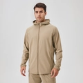 Khaki Herren Sportjacke mit Kapuze, Reißverschluss und winddichtem Material - S / Khaki