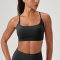 Reggiseno sportivo nero classico con spalline sottili e fascia ampia per il sostegno - S / Nero