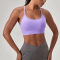 Lila Sport-BH mit hoher Elastizität, dünnen Y-Trägern und breitem elastischem Saum - S / Sanftes Lila