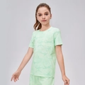 Mädchen Sport-Set mit Minzgrünem Camouflage-Print, kurzärmeliges T-Shirt und Shorts - 120 / Grün