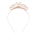 Cerchietto 16 compleanno oro rosa con strass bianchi brillanti e dettagli a cuore - Stile Numero 16 (FG109) / Oro Rosa (FG109)