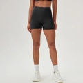 Schwarze Yoga-Shorts für Damen mit hohem Bund, Bauchkontrolle und Peach-Lift-Effekt - S / Schwarz