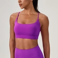 Reggiseno sportivo viola da donna con spalline sottili e ampio bordo elastico - S / Viola elettrico